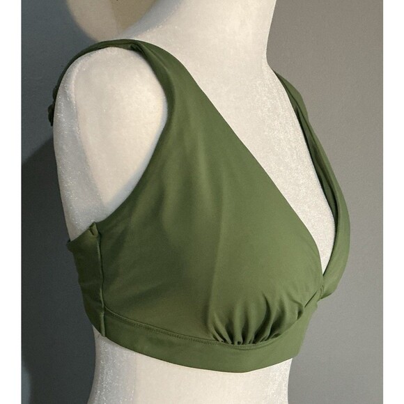 NEW Knix Deep V Plunge Bikini Top Swimsuit  Adjustable Straps Green Size XL+ - Picture 3 of 8